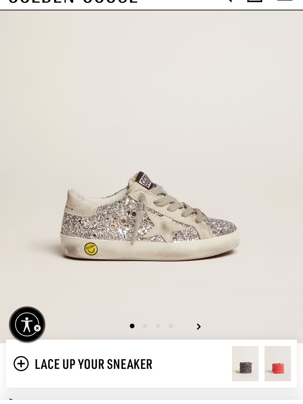 Golden Goose Kids Silver Glitter Low-Top Sneaker with Cream Star
